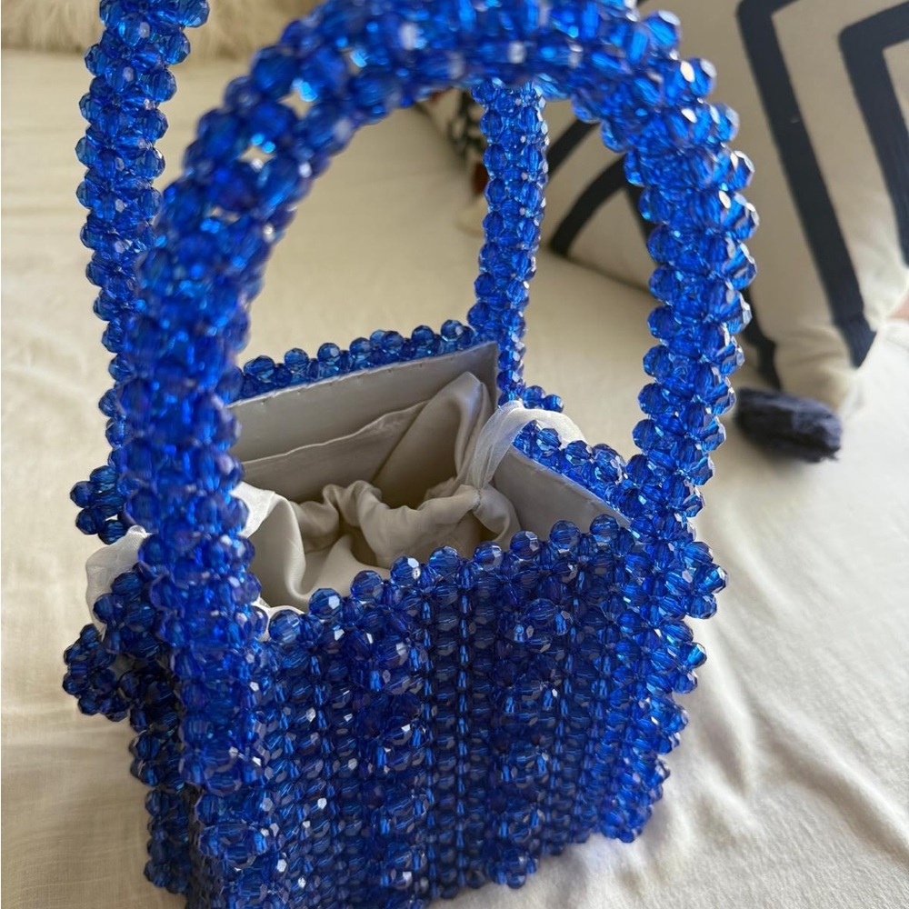 Blue Beaded Handbag